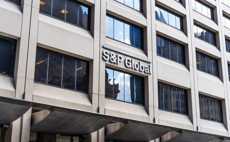 New York / USA - July 12 2019: S&P Global headquarters signboard