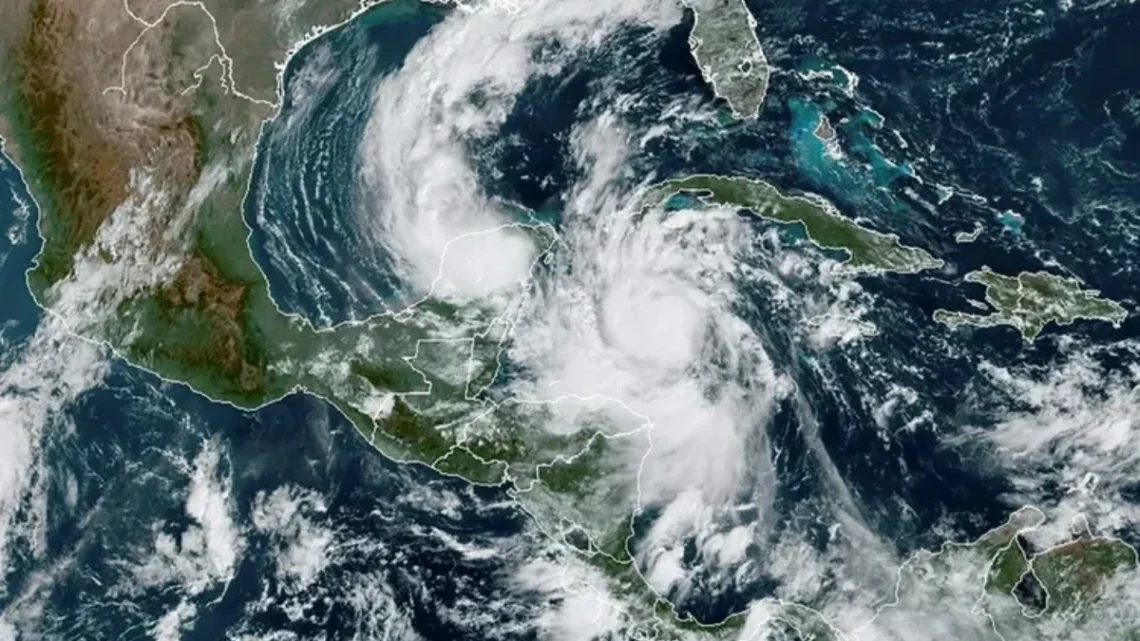 Imagem de satélite do RAMMB/NOAA mostra o furacão Delta no noroeste do Caribe (AFP/AFP)