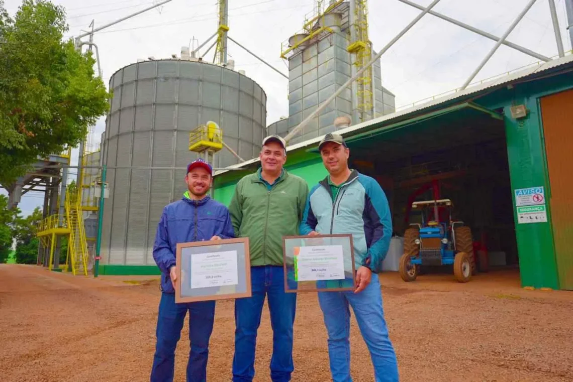 Na categoria irrigado, a Agrícola Binsfeld, de Palmeira das Missões (RS), liderou com 359,61 sc/ha
Divulgação